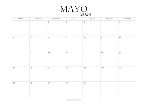 Calendarios Mayo 2024 ️ Para Imprimir Pdf