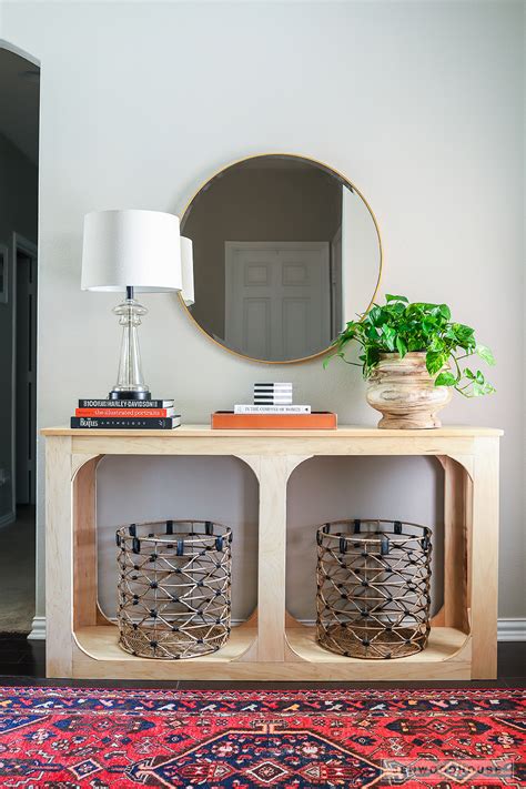 Josh used an old piece of 1/2″ thick scrap pine as a base. DIY One Sheet Plywood Console Table