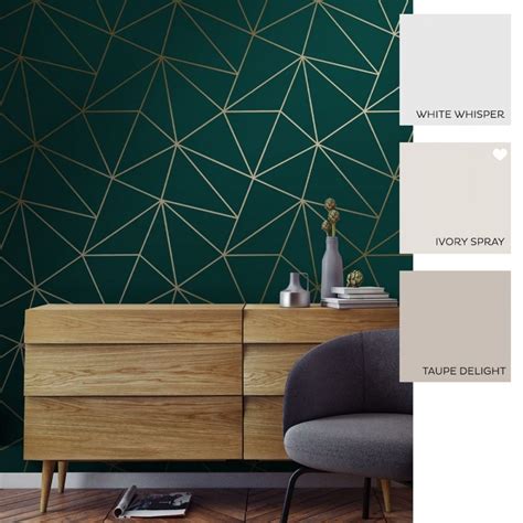 I Love Wallpaper Zara Shimmer Metallic Geometric Wallpaper Emerald Gold