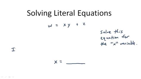 Watch the video below, complete the practice questions, and then complete the worksheet. 30 Literal Equations Word Problems Worksheet - Worksheet Database Source