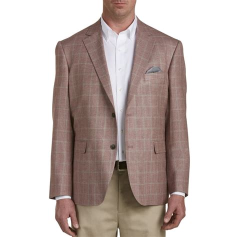 Oak Hill By Dxl Mens Big And Tall Jacket Relaxer Windowpane Sport Coat
