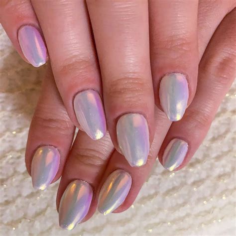Classic White Iridescent Nails I Used Arctic White From Gelishmini And