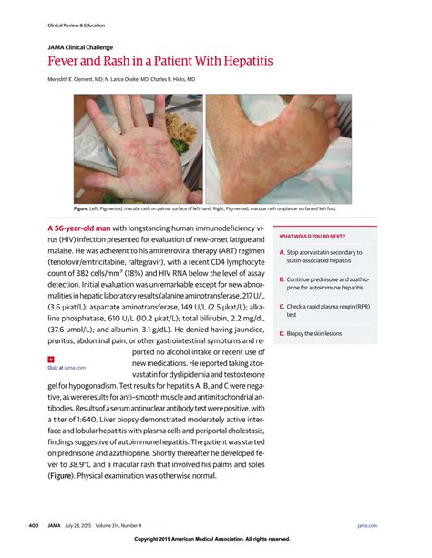 Fever And Rash In A Patient With Hepatitis Dermatology Jama Jama