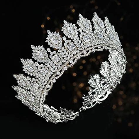 Jorsnovs Luxury Cubic Zirconia Wedding Round Tiaras Zircon Stage Awards Large Queen Crowns Cz