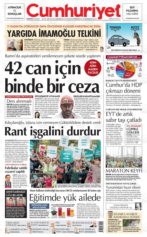 07 Kasım 2022 Tarihli Cumhuriyet Gazete Manşetleri