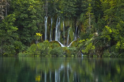 National Park Plitvice Lakes Croatia Water Forest Waterfall Trees