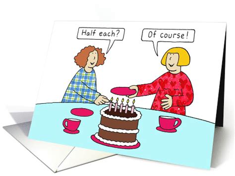 Joint Mutual Same Day Birthday Cake Humor For Her Card 1524592
