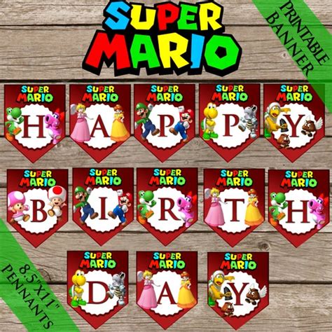 Super Mario Bros Birthday Banner Digital Download Printable Etsy