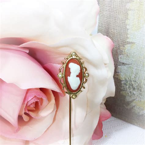 Vintage Cameo Brooch Cameo Hat Pin Cameo Stick Pin Victorian Style