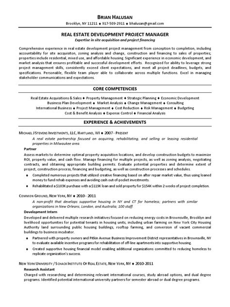 Legal & general's group real estate team have a requirement for a senior project manager who will be responsible for the management of projects to meet… Real Estate Development Project Manager in NYC Resume ...
