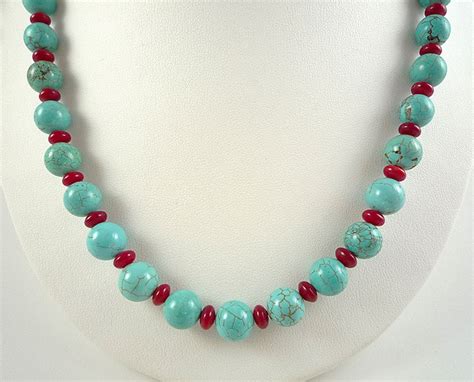 Turquoise Coral Necklace Turquoise Red Coral Necklace