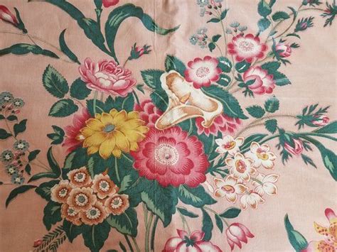 Vintage Chintz Glazed Polished Cotton Large Floral Bouquet Print Fabric