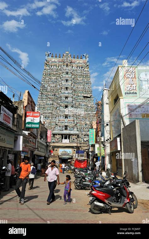 Western Gopuram Gateway Tower Of Meenakshi Amman Temple Madurai Tamil