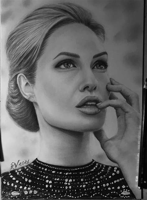 Angelina Jolie Portrait By Romutesdrawings On Deviantart