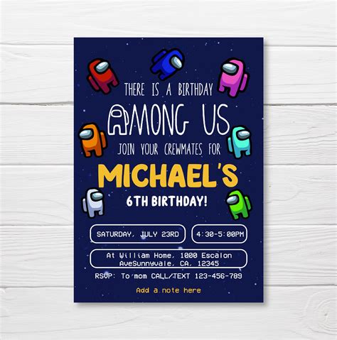 Among Us Party Invitations