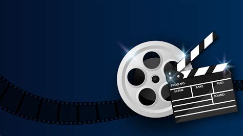 Clapper Board And Film Reel On Blue 1227464 Vector Art At Vecteezy