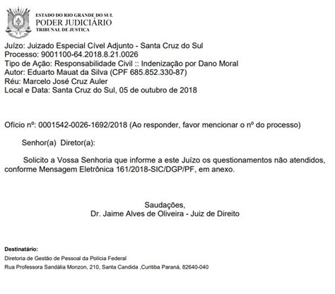 Pedido De Informação Oficio Do Juiz Marcelo Auler