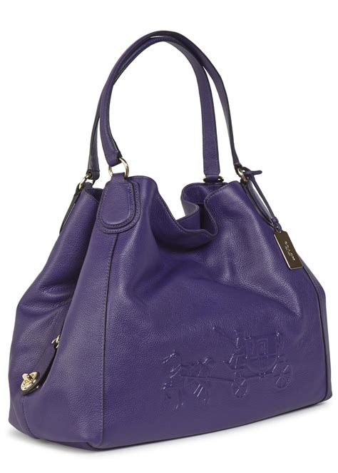 Coach Large Edie Violet Leather Shoulder Bag In Purple Violet Lyst