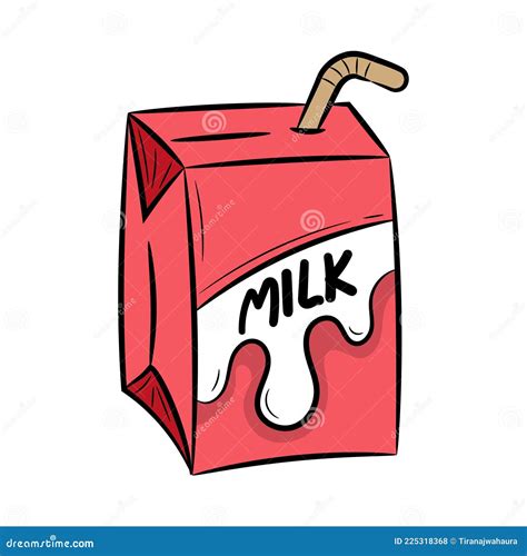 Milk Carton Box Vector Illustration With Hand Drawn Sketching Style Stock Vector Illustration