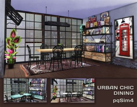 Pqsims4 Urban Chic Diningroom • Sims 4 Downloads Sims 4 Sims Sims
