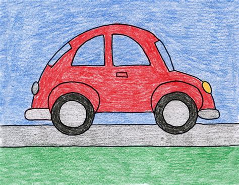 Tekening futuristische architectuur wielen automobiel nostalgie. Car, VW · Art Projects for Kids