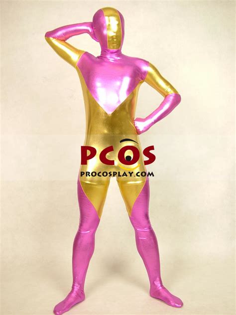 Purple Golden Pvc Shiny Metallic Unisex Zentai Suit C022 Best Profession Cosplay Costumes