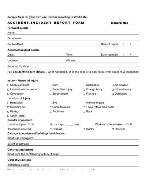 Free 13 Sample Accident Incident Reports In Ms Words Pdf Pages