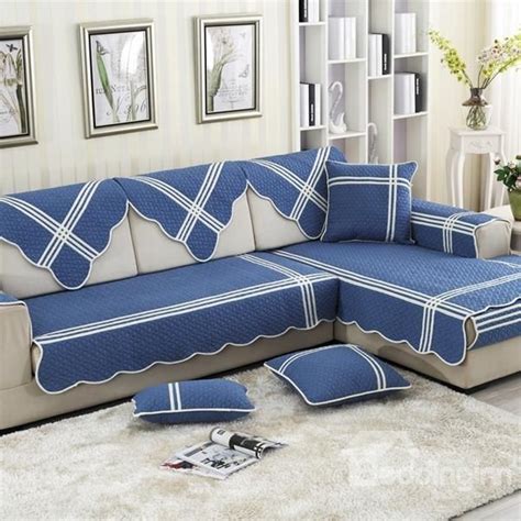 Find sofa slipcovers at wayfair. Blue Mediterranean Style Cotton Four Seasons Quilting Seam ...