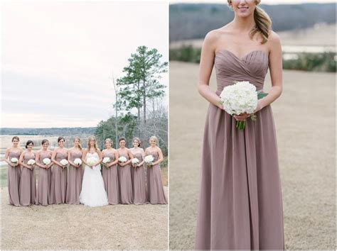 Mauve Bridesmaid Dresses With White Bouquets Always A