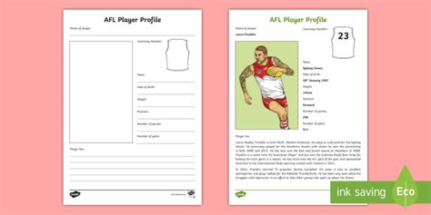 Afl Player Profile Activity Pack