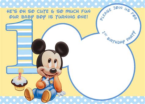 Free Printable Mickey Mouse 1st Birthday Invitations Template Free