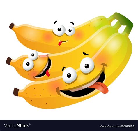 Fun Cute Bunch Banana Cartoon Characters Vector Image Fruit Cartoon Good Night Messages Clip