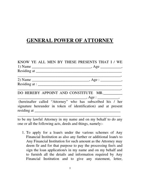 Free Blank Printable Durable Power Of Attorney Forms