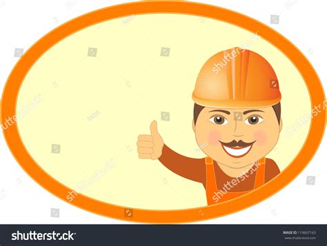 Cartoon Mustache Builder Showing Thumb Smile 스톡 벡터로열티 프리 119667163