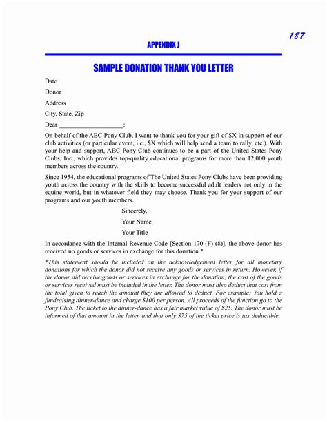Donation Thank You Letters Templates Letter Example Template