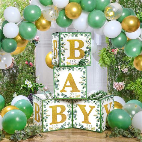 Buy 123 Pcs Sage Green Baby Shower Decorations Set 4 Baby Blocks Baby