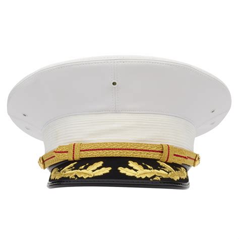 Usmc Officer Field Grade Dress White Vinyl Combination Cap No Dev Style