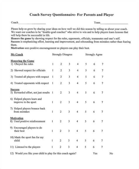Sample Survey Questionnaire Format