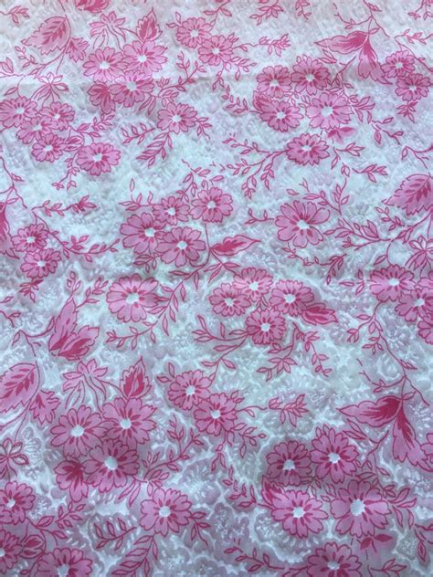 Vintage Sheer Pink And White Floral Fabric 110x46 Etsy