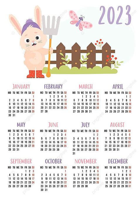 Gambar Kalender 2023 Dengan Peternak Kelinci Lucu Dengan Penggaruk