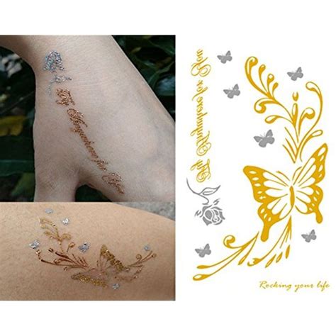 Golden Metallic Gold Body Art Temporary Removable Tattoo Stickers Golden Pattern Tatt1454