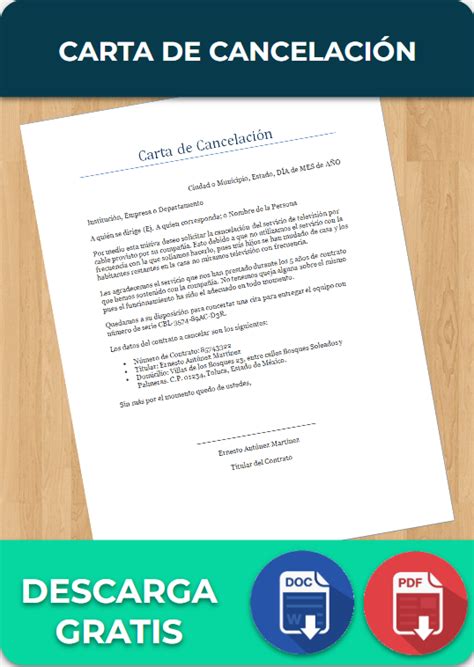 Carta de Cancelación Ejemplos y Formatos Word PDF 2022
