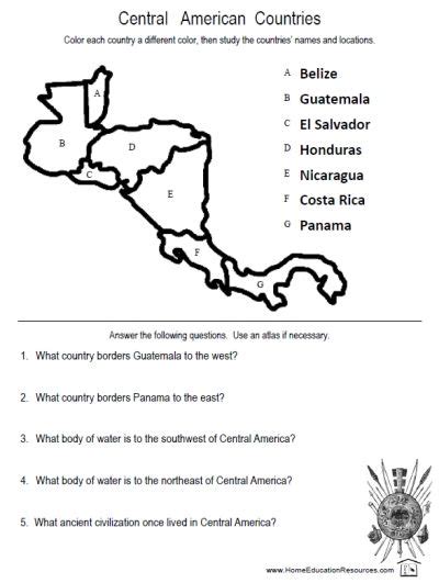 Free Printable Worksheets On Central America From