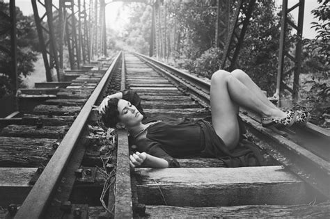 Esa Lilly Photography 2013 Lag Campaign Model Silje Train Tracks Bw Model Train Tracks