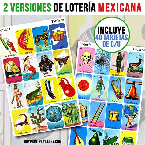 40 mexican loteria cards in 2 different versions 80 total etsy