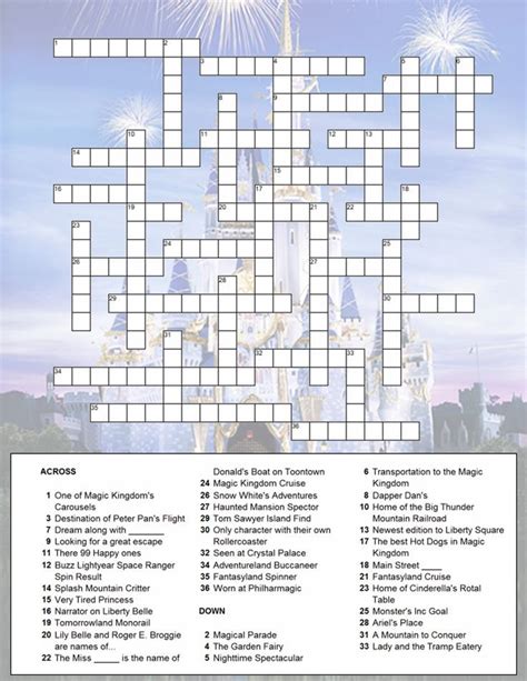 Disney Crossword Puzzles Printable Printable Word Searches