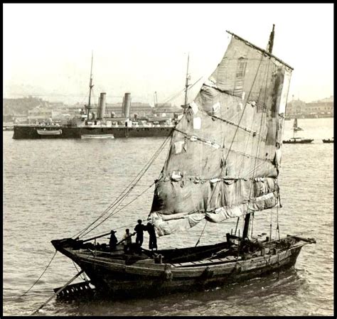 Modern And Ancient Modes Of Plying The Seas A Chinese Junk And A