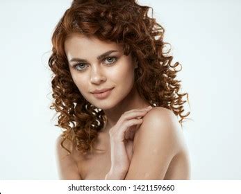 Curly Hair Beautiful Naked Shoulders White Stock Photo Edit Now My