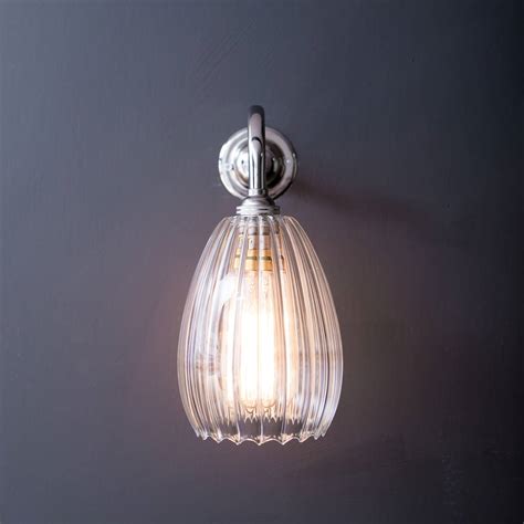 Clear Ribbed Small Glass Wall Light By Glow Lighting