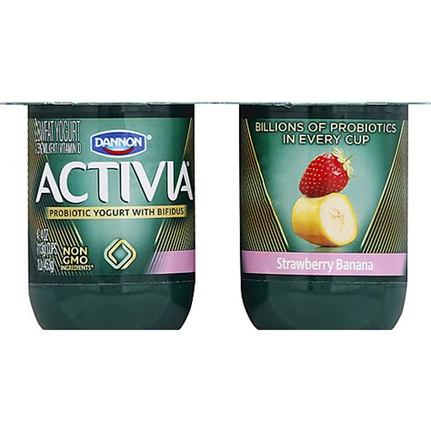 Activia Lowfat Probiotic Strawberry Banana Yogurt 4 Oz Cups 4 Count